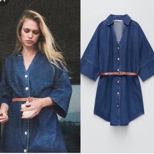 NEW Zara belted demin shirt dress